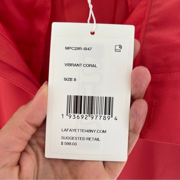 NEW Lafayette 148 Clinton Pant Vibrant Coral MPC29R-6147 Size 8 NWT - Picture 6 of 10